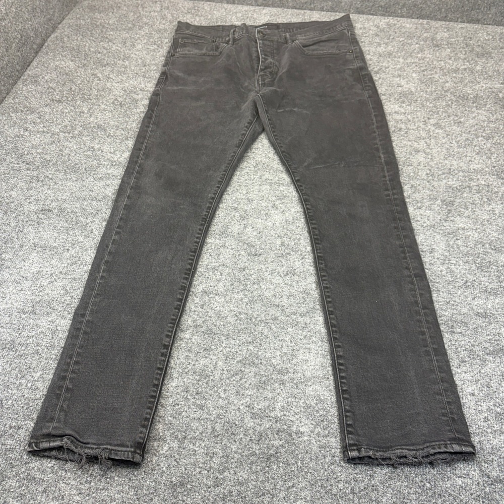 Purple Brand Jeans Mens 36x30 Black Slim Fit Distressed Raw Hem Denim Streetwear